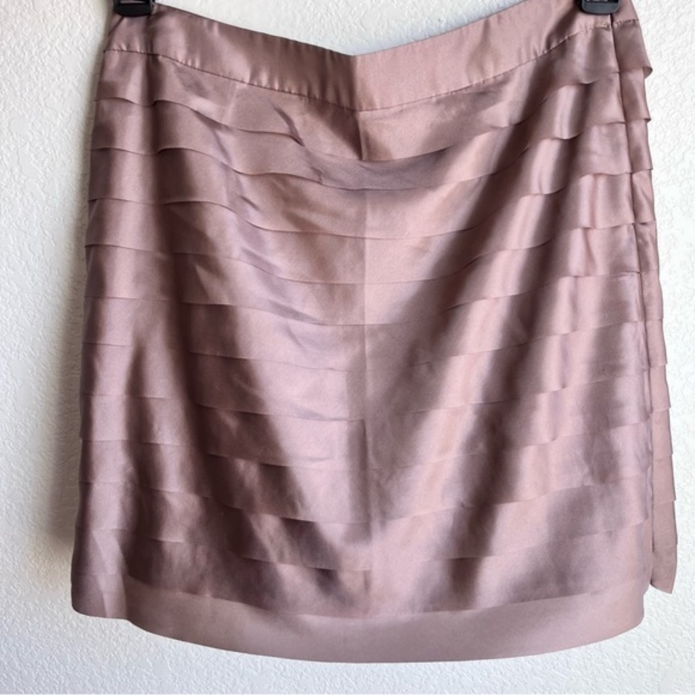 NWT LOFT Silk Elegant Dusty Rose Pink Tiered Skirt size 6 Petite
